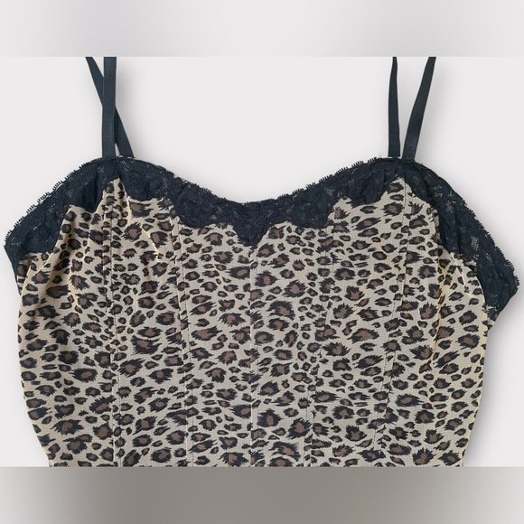 Venezia 1990s Vintage Corset Adjustable Tank Top in Animal Print Leopard s Large - Picture 2 of 7
